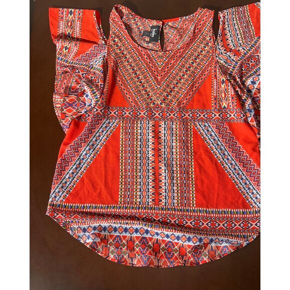 Tops - Women's open shoulder blouse super cute vibrant colors size medium